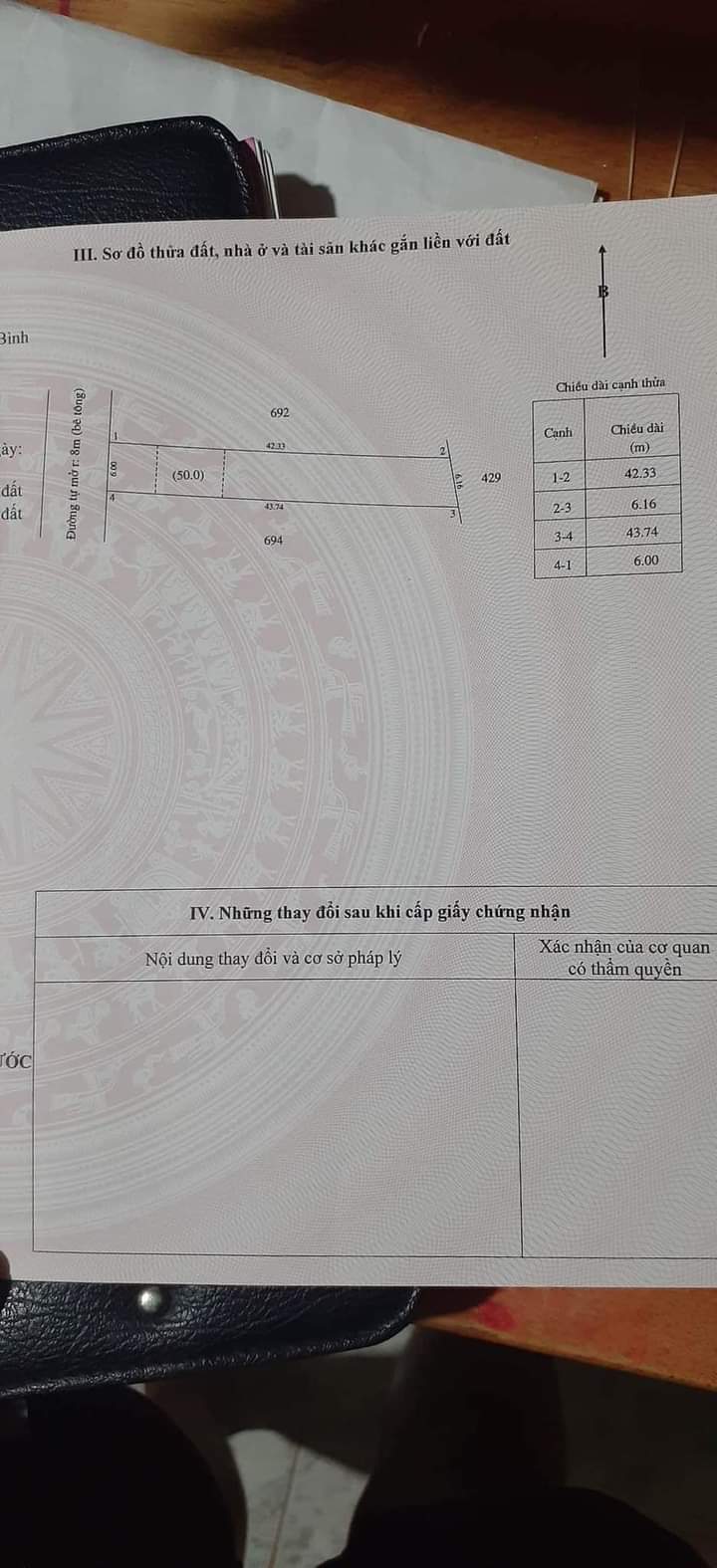 Bán đất phường Sơn Giang giá 1 tỷ dt 6x42x50 tc