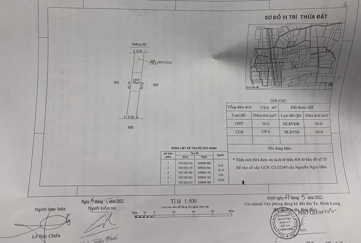 Bán đất xã Thanh Phú giá 550tr dt 5×35×50tc