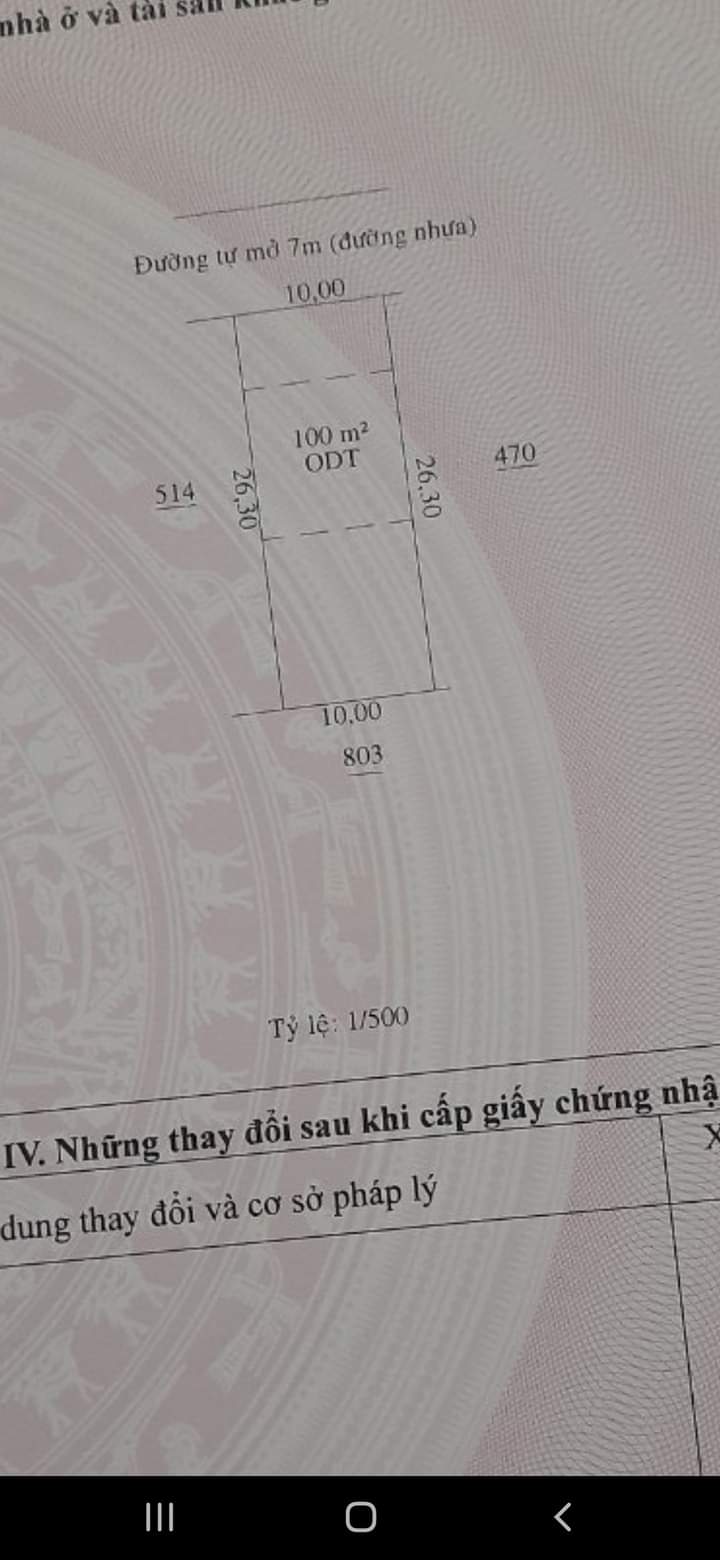 Bán đất phường An Lộc giá 1tỷ070 dt 10×26×100tc