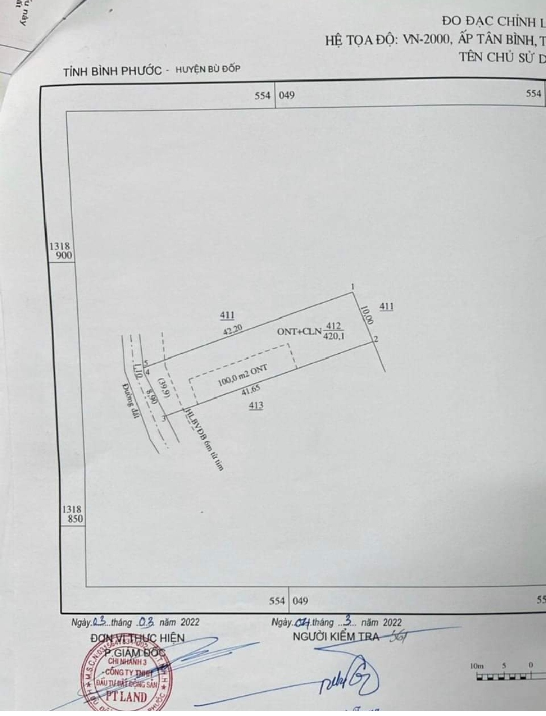 Bán đất xã Tân Tiến giá 92tr dt 10*42*100tc