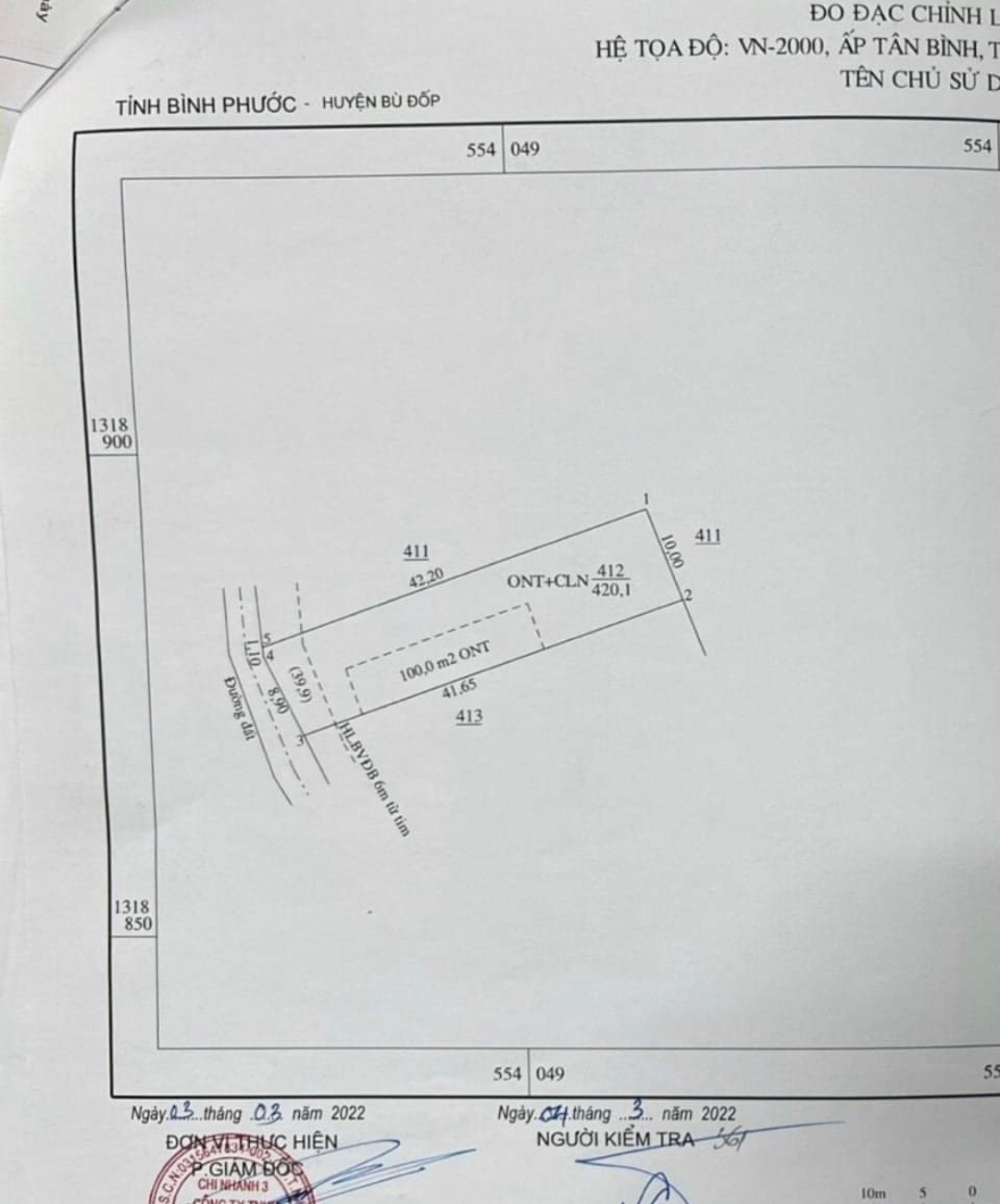 Bán đất xã Tân Tiến giá 92tr dt 10*42*100tc