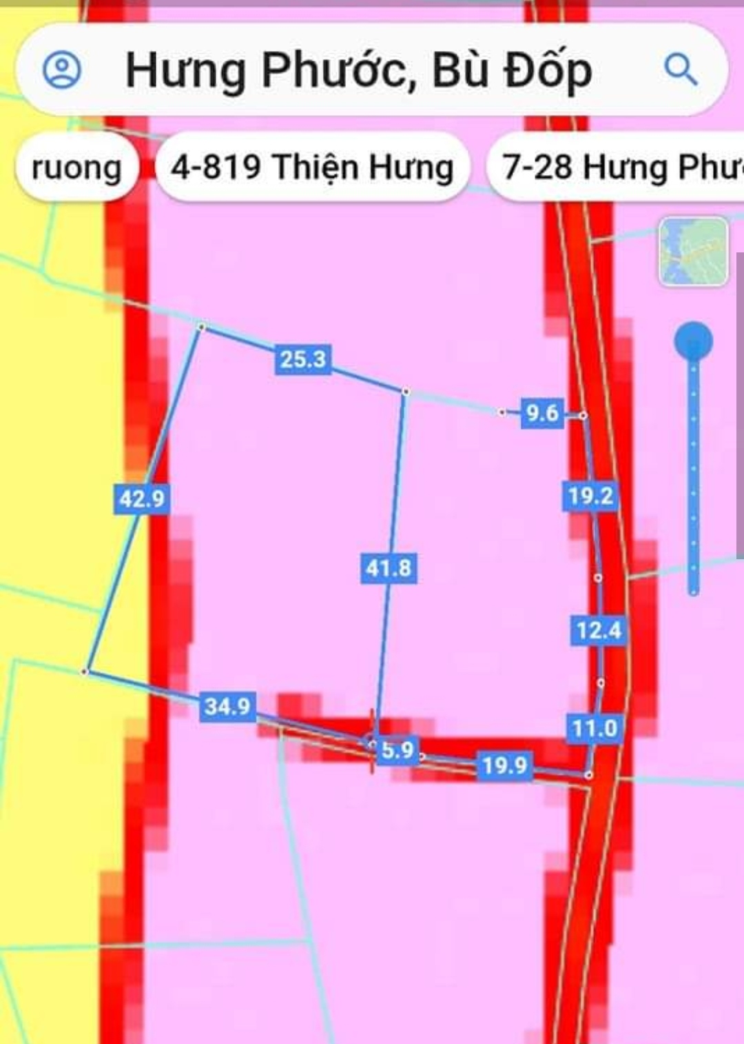 Bán đất xã Hưng Phước giá 35tr/m ngang dt 42*45*200tc