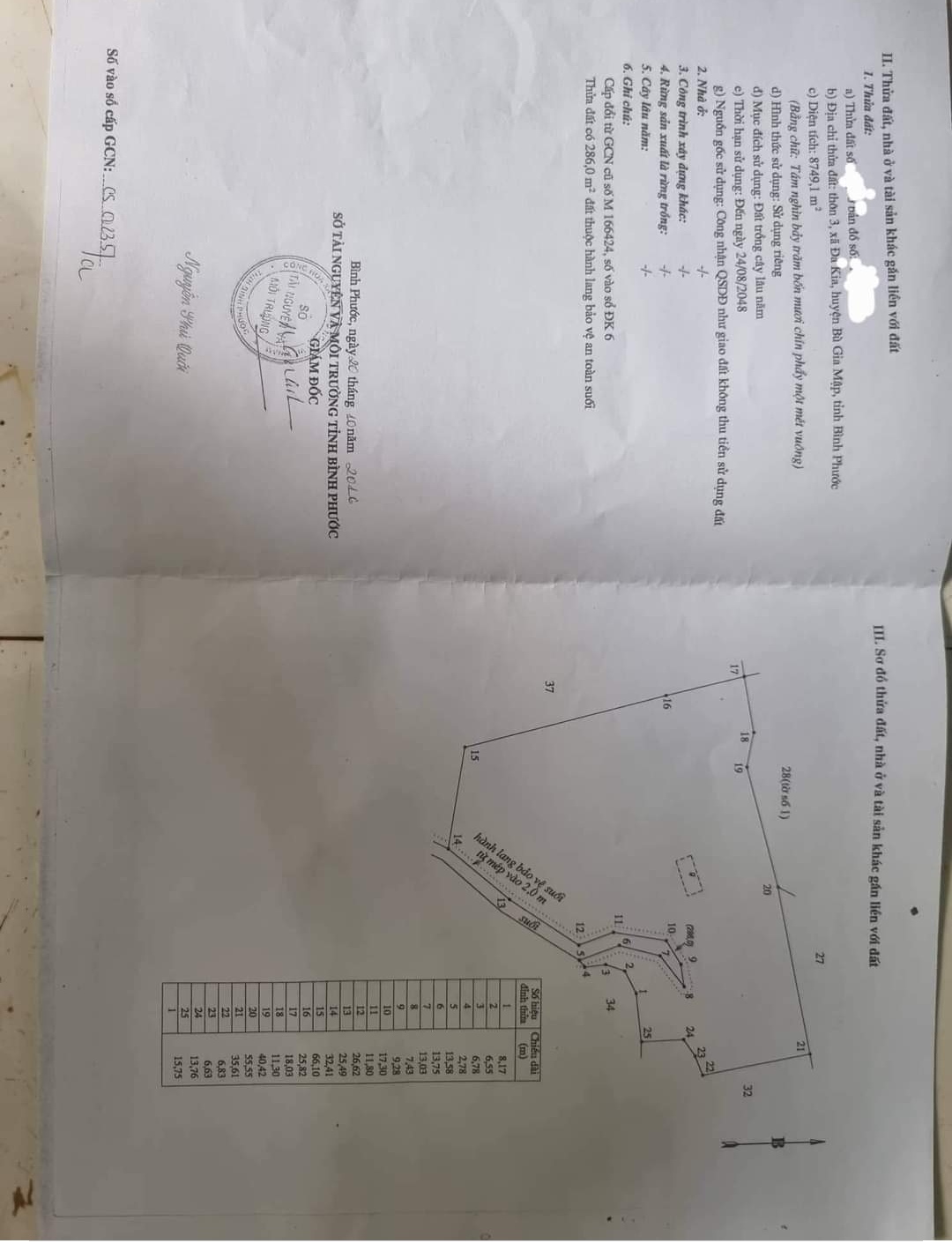 Bán đất xã Đa Kia giá 1,5tỷ dt 8,7sào cao su