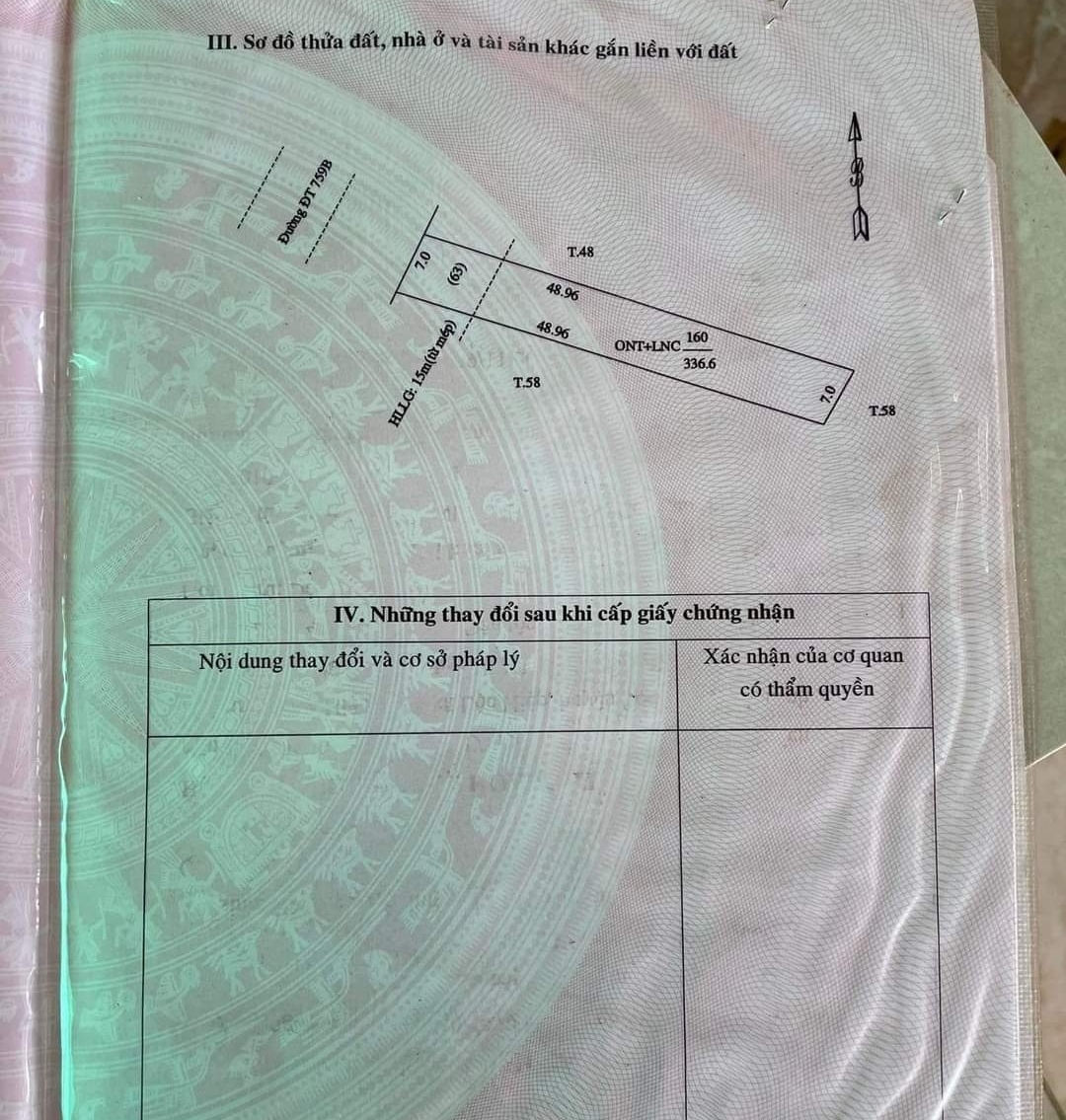 Bán đất xã Tân Thành giá 280tr/m dt 7*48