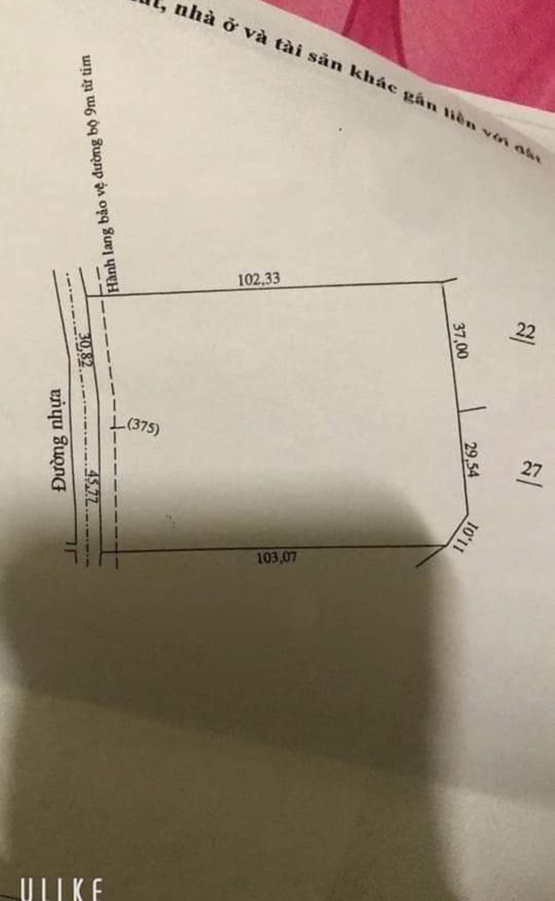 Bán đất xã Tân Thành giá 65tr/m dt 76*103*200tc