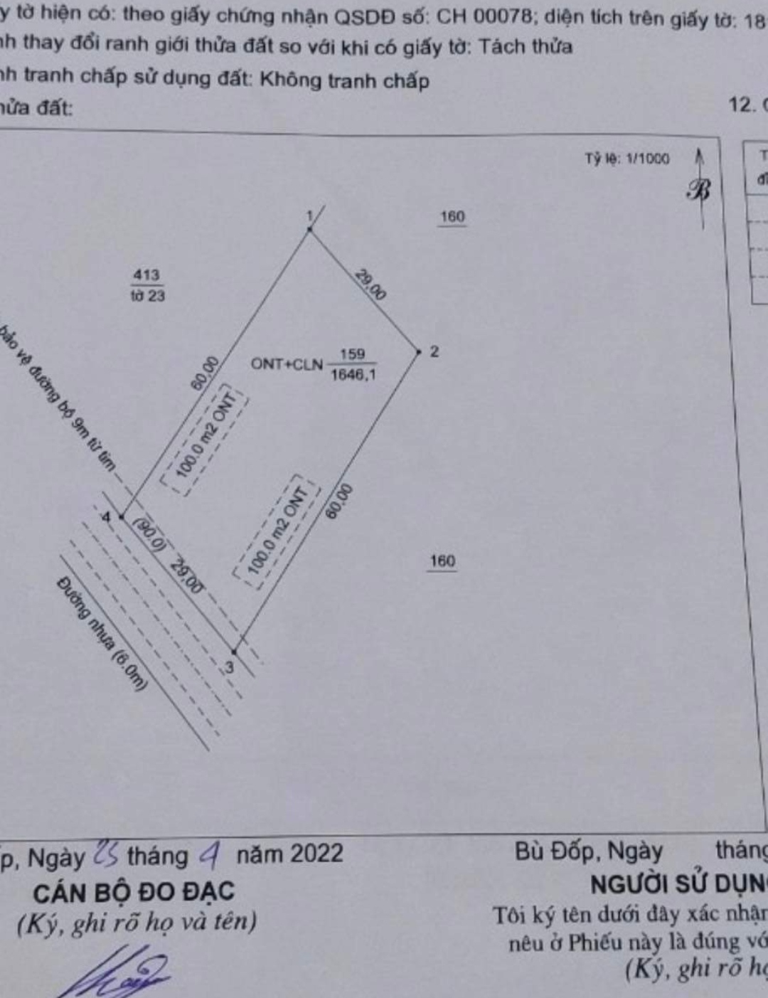 Bán đất xã Thiện Hưng giá 155tr/m dt 29*60*200tc