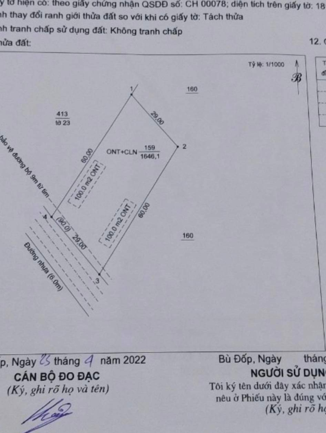 Bán đất xã Thiện Hưng giá 155tr/m dt 29*60*200tc