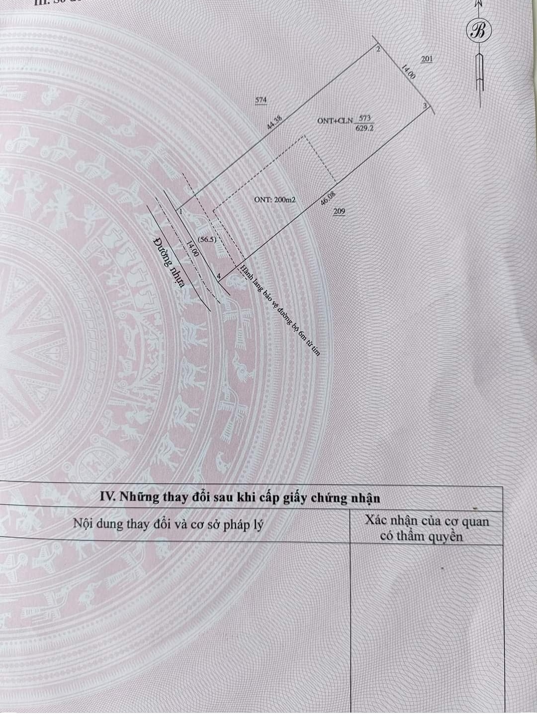 Bán đất xã Thanh Hoà giá 1,2tỷ dt 14*46*200tc