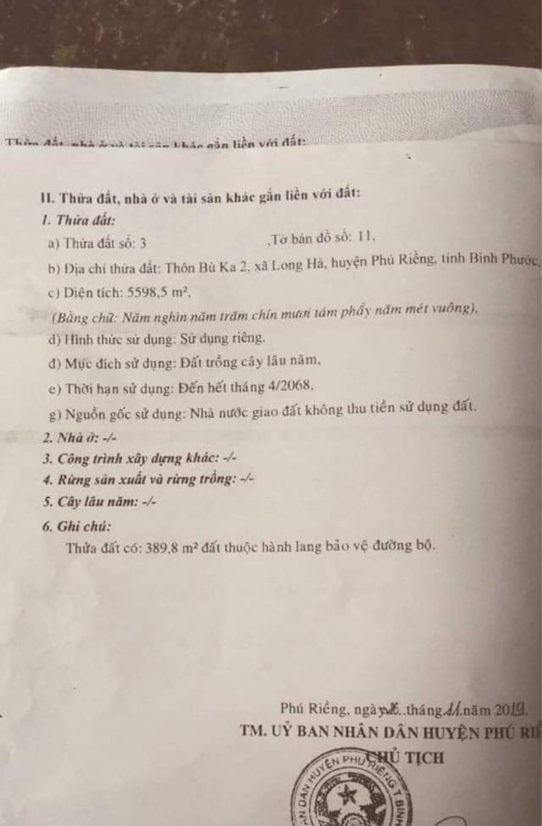 Bán đất xã Long Hà giá 5,5tỷ dt 5,5xào