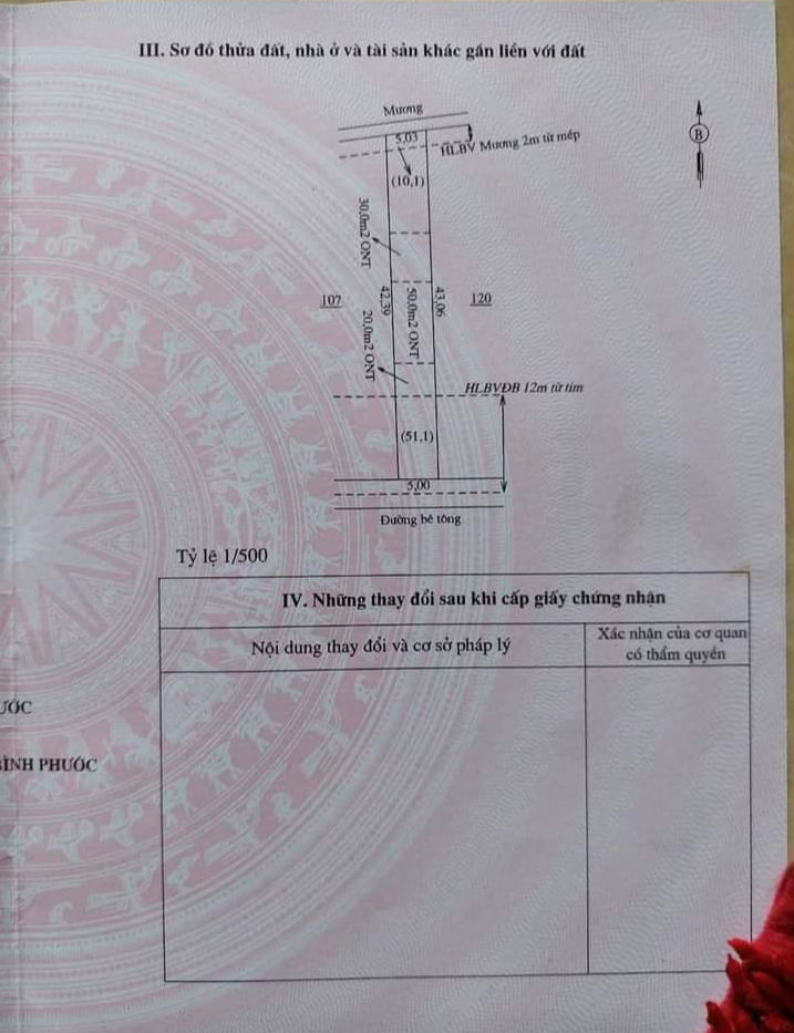 Bán đất xã Lộc Tấn giá 395tr dt 5×43×100tc