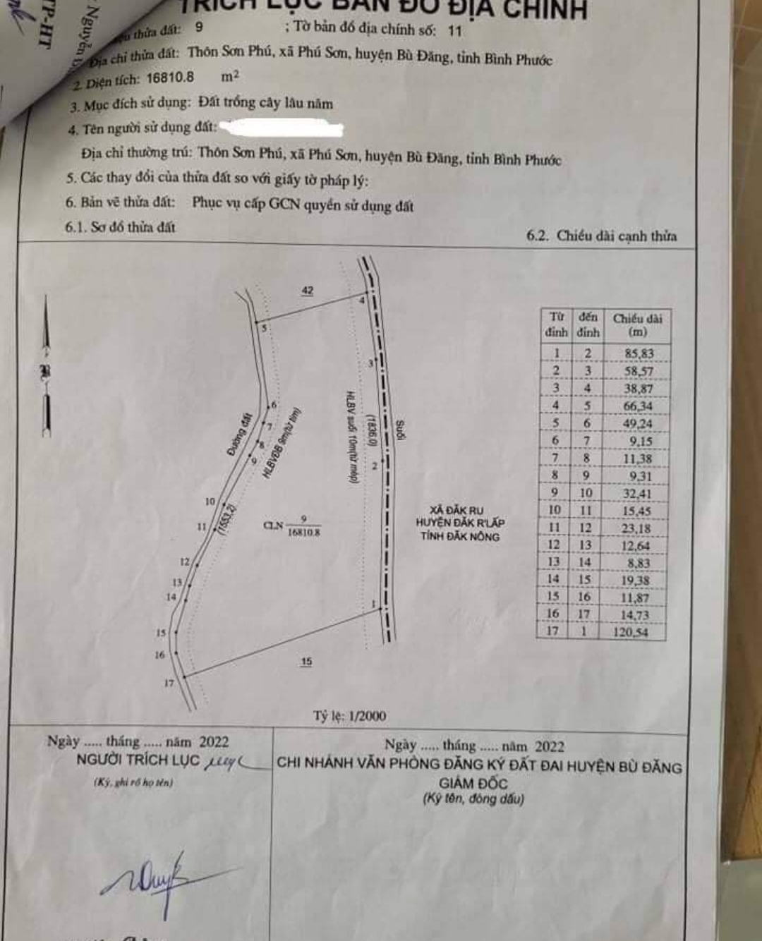 Bán đất xã Phú Sơn giá 2,2tỷ dt 1,68 ha