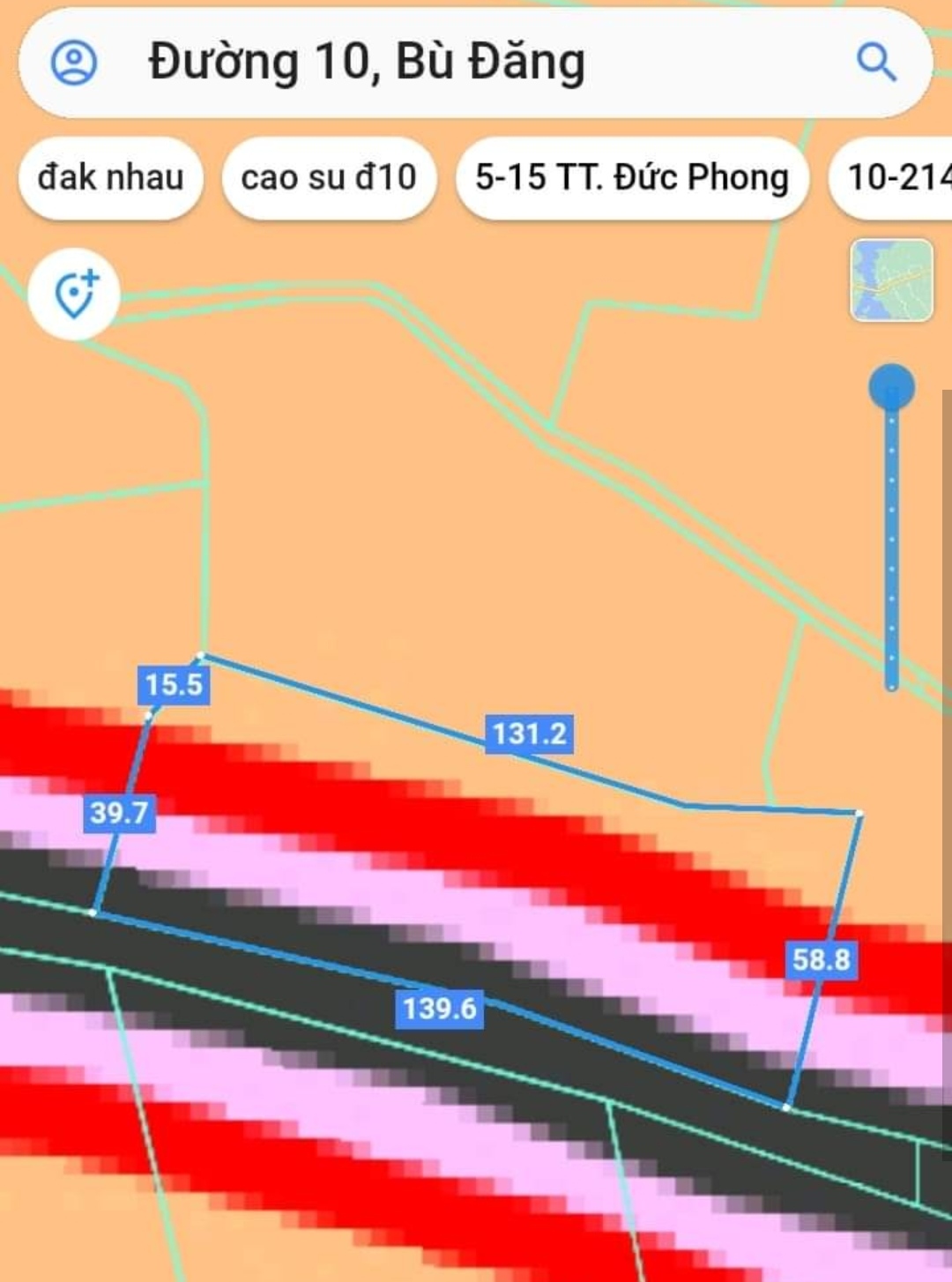 Bán đất xã Đường 10 giá 39tr/m dt 7sào cao su