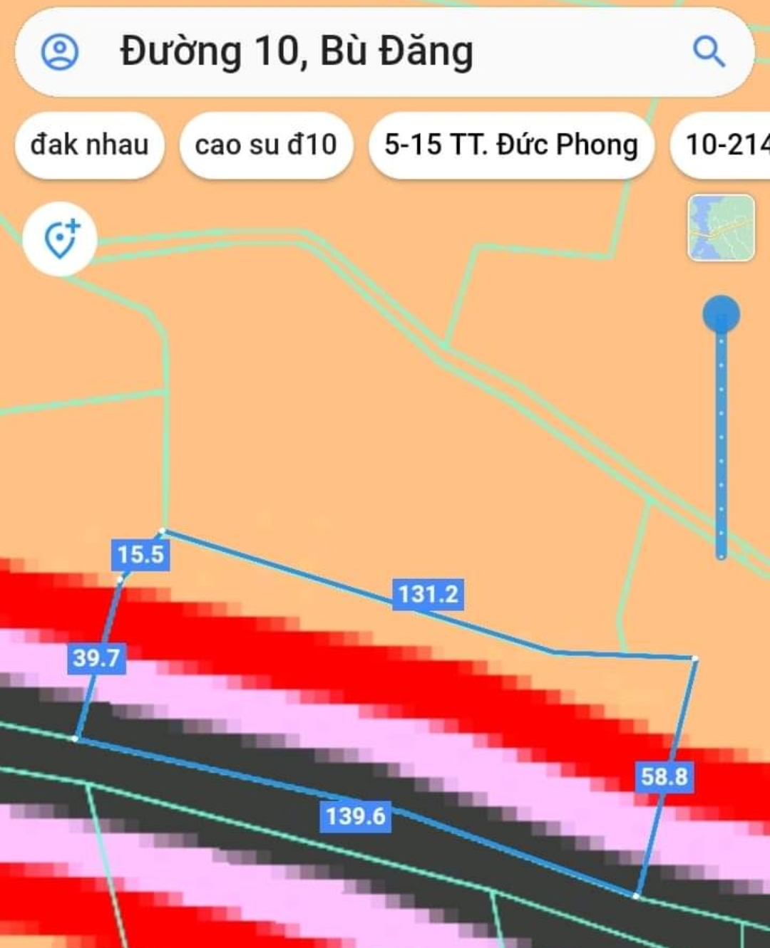 Bán đất xã Đường 10 giá 39tr/m dt 7sào cao su