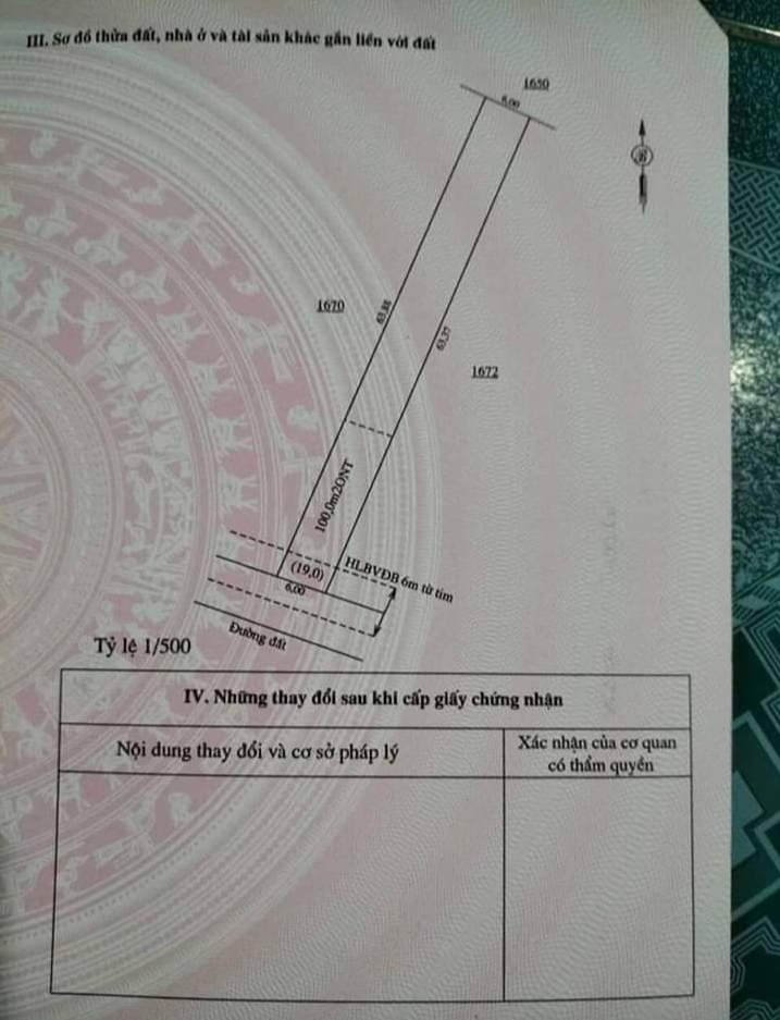 Bán đất ấp 8 xã Lộc Hưng giá 580tr dt 6×63×100tc