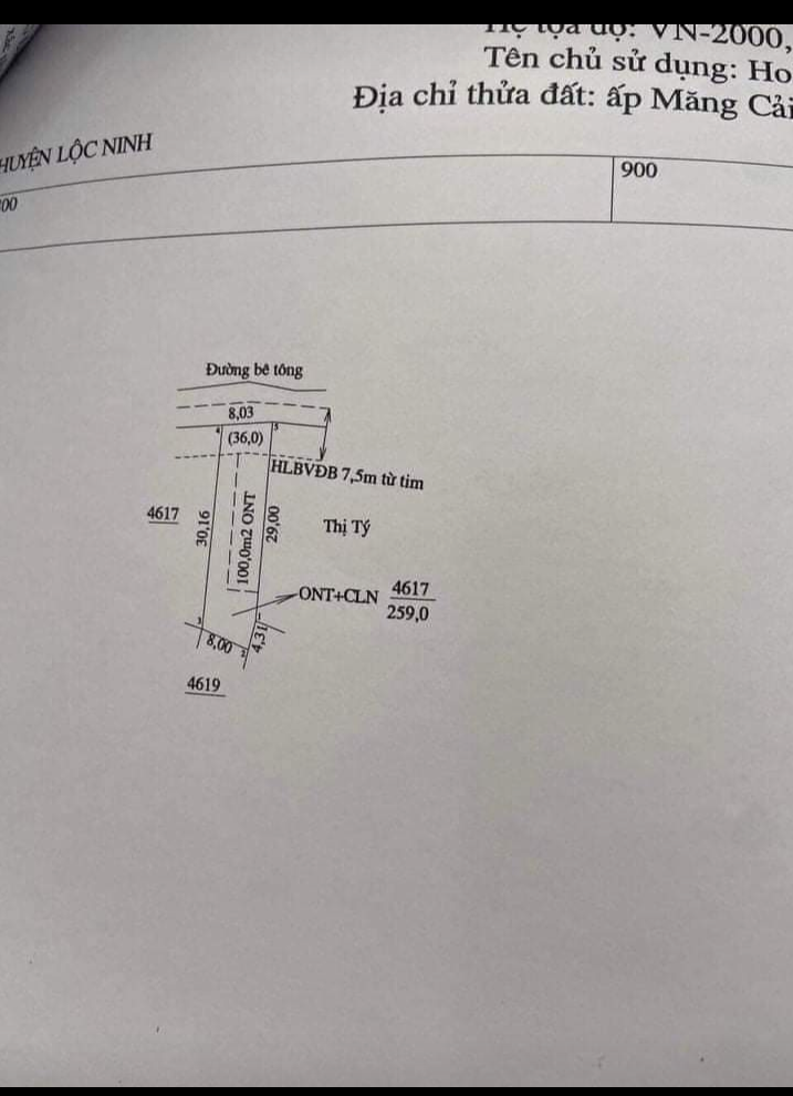 Bán đất xã Lộc Thiện giá 480tr dt 8×33×100tc