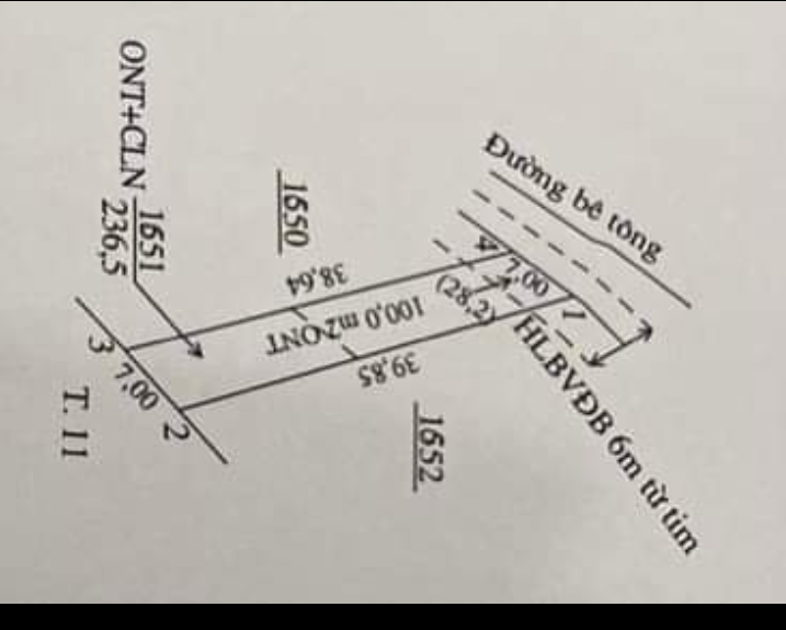 Bán đất ấp 6 xã Lộc Hưng giá 530tr dt 7×39