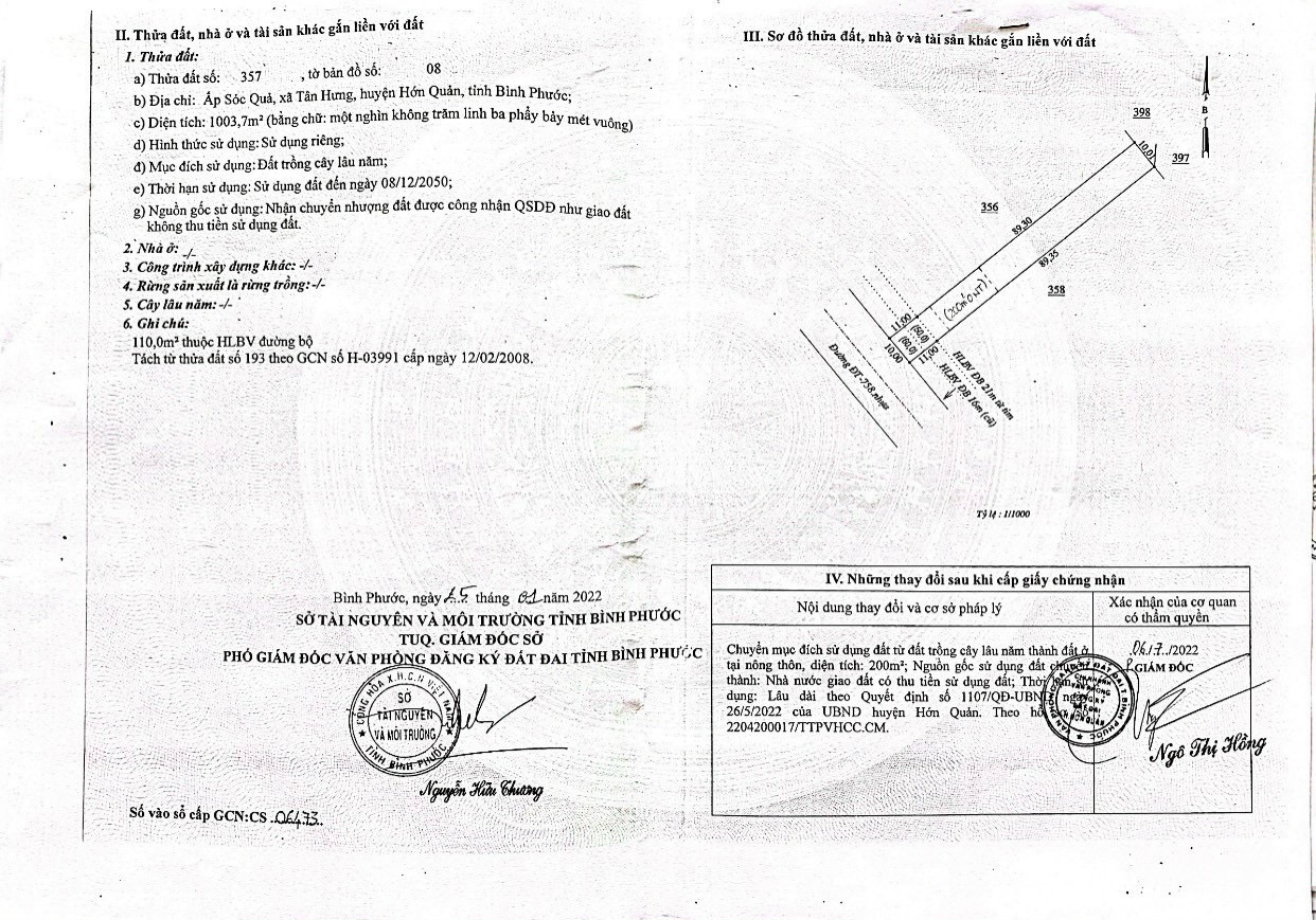 Bền em 24/7/2022 bung bán 18 nên mặt tiền đường ĐT758 Tân Hưng Hơn Quản Giá chỉ 185tr/1m