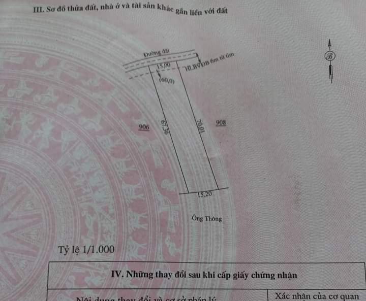 Bán đất xã Lộc Điền giá 430tr dt 15×70