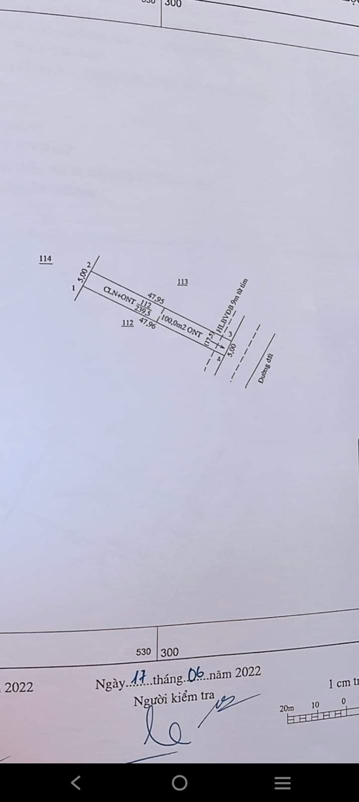 Bán đất xã Lộc An giá 520tr dt 5×47×100tc