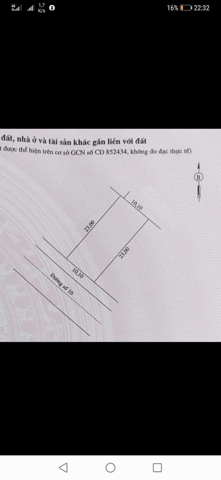 Bán đất xã Lộc Hiệp giá 1tỷ350 dt 10×23×full tc