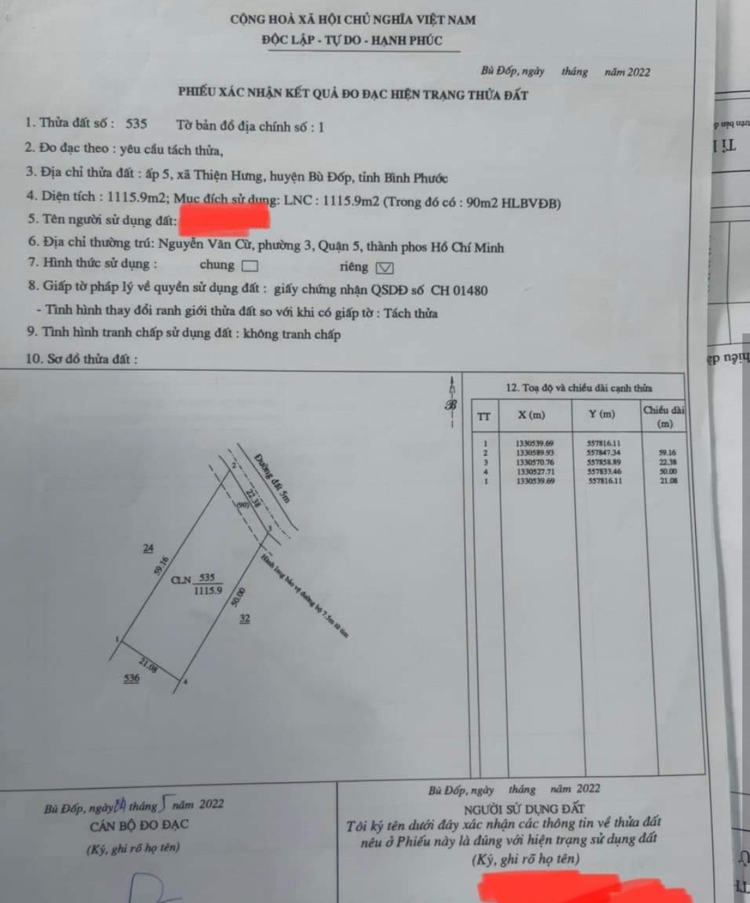 Bán đất xã Thiện Hưng giá 50tr/m dt 21*50