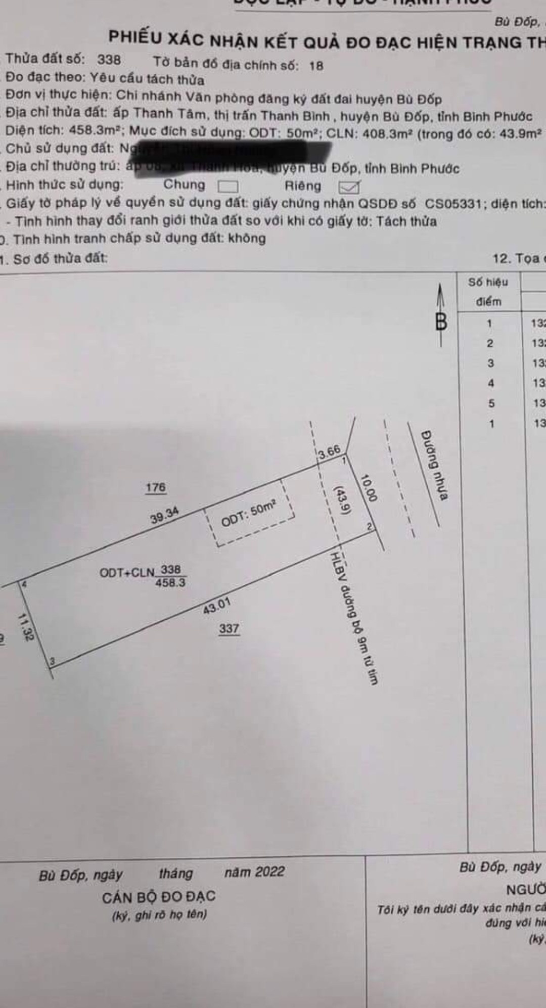 Bán đất Thị trấn Thanh Bình giá 130tr/m dt 10*43*50tc