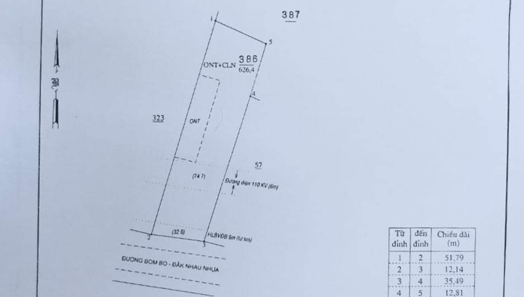 Bán đất xã Đăk Nhau giá 145tr/m2 dt 12*51*100tc