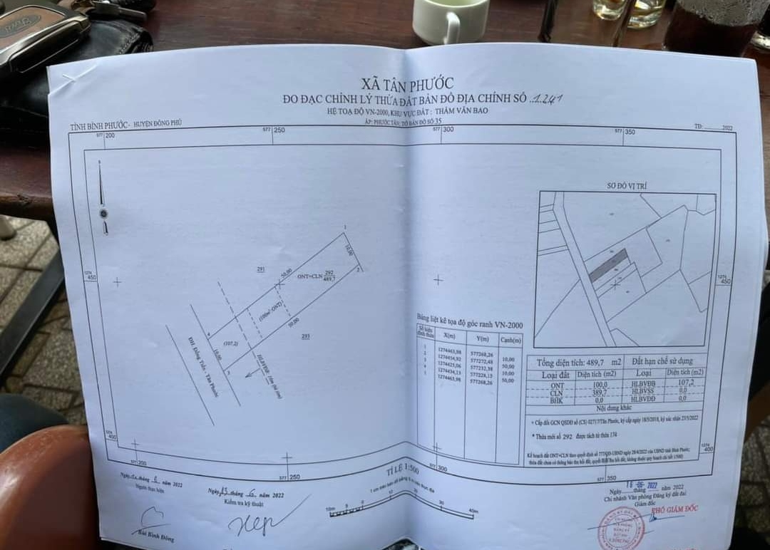 Bán đất xã Tân Phước giá 2tỷ250tr dt 10*50*100tc