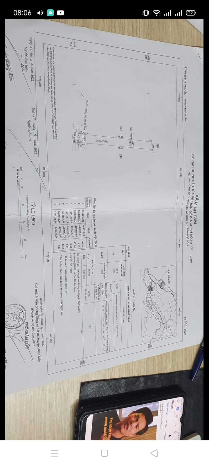 Bán đất Minh Tâm giá 490tr dt 5*45*100tc