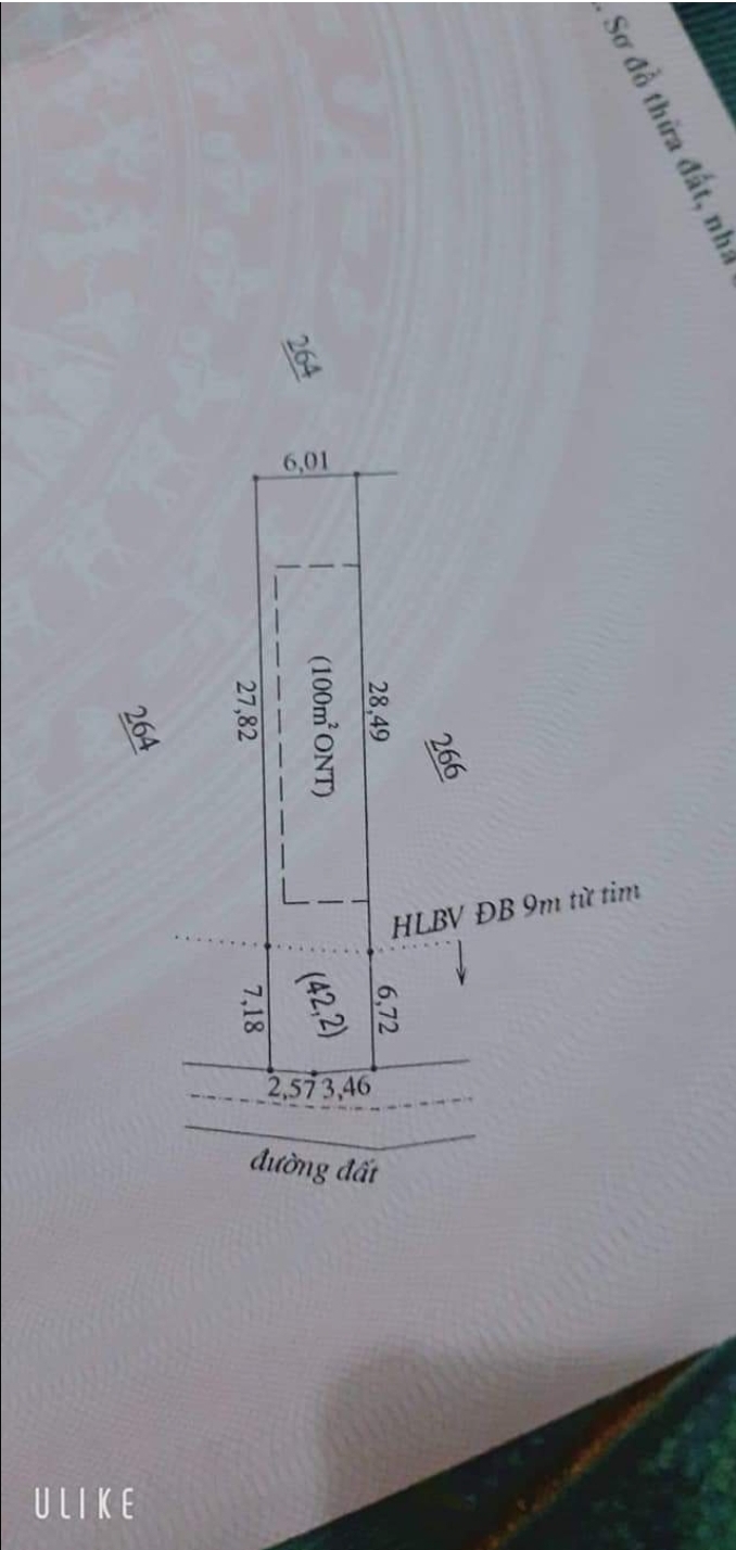 Bán đất xã Phước An giá 445tr dt 6×28×100tc