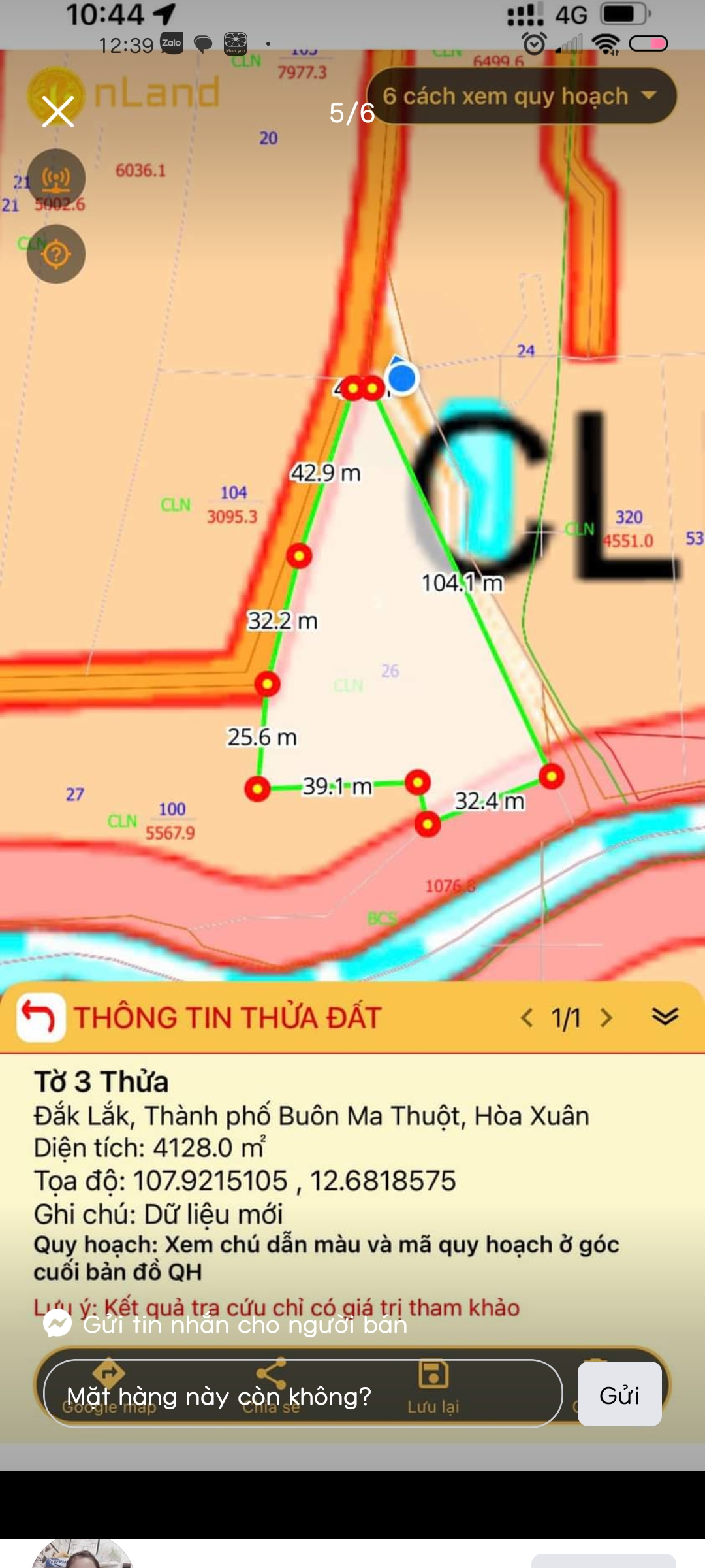 Bán đất xã Hòa Xuân giá 250tr/sào dt 4sào