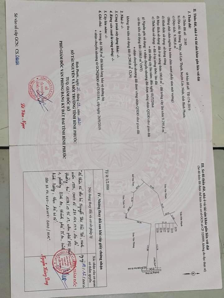 Bán đất xã Lộc Thịnh giá 1 tỷ 500tr dt 9.3xào×100tc