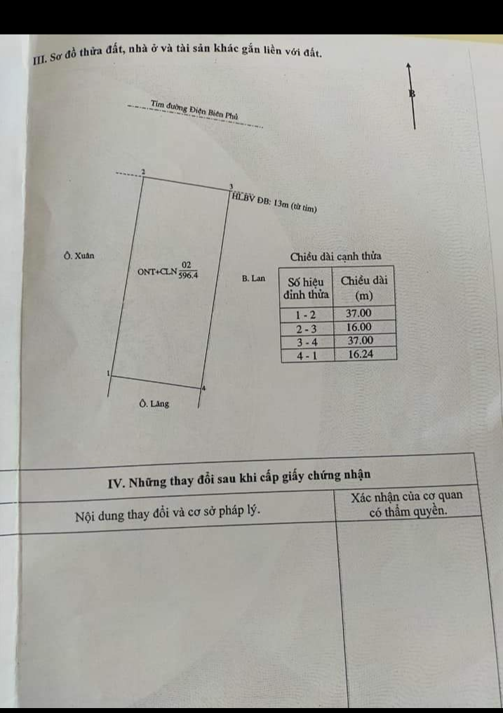 Bán đất xã Phước Tín giá 3tỷ1 dt 16×37×150tc