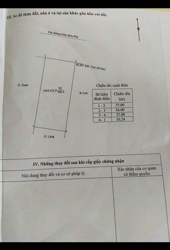 Bán đất xã Phước Tín giá 3tỷ1 dt 16×37×150tc