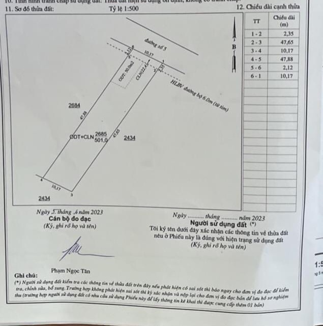 Bán đất xã Minh Hưng giá 770tr dt 10x50x50tc