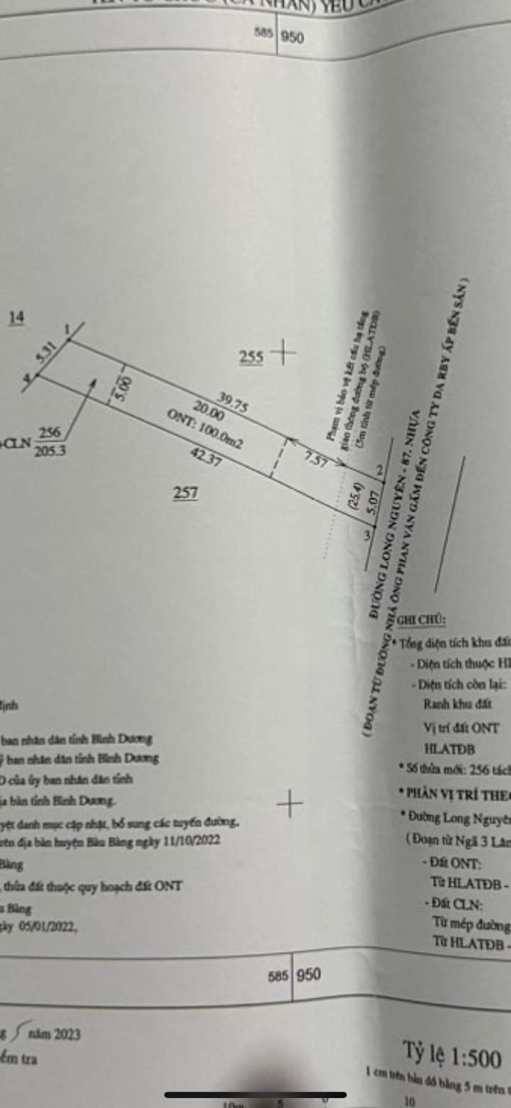 Bán đất Long Nguyên giá 690tr dt 5*42*100tc