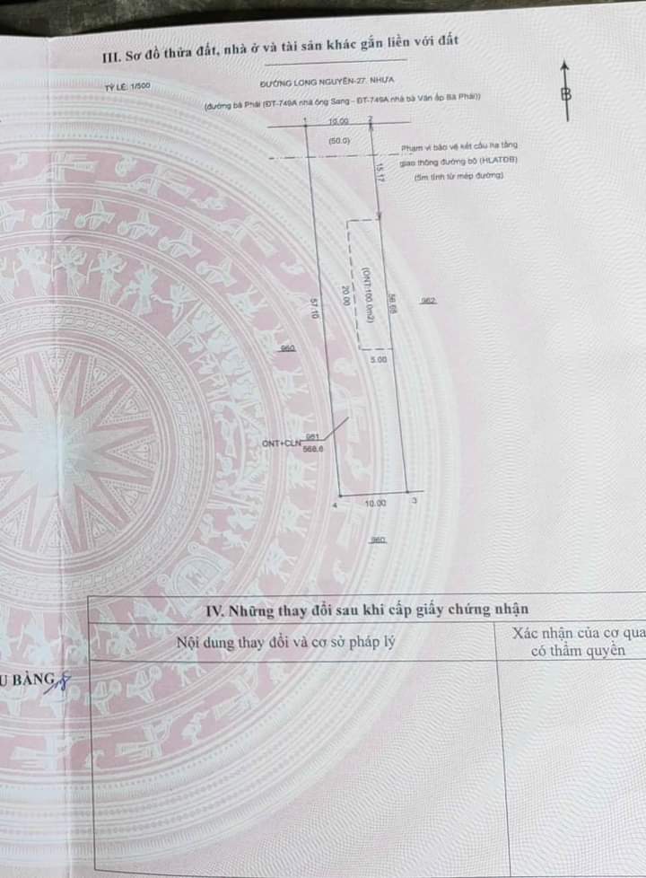 Bán đất Long Nguyên giá 2tỉ dt 10*57*100tc