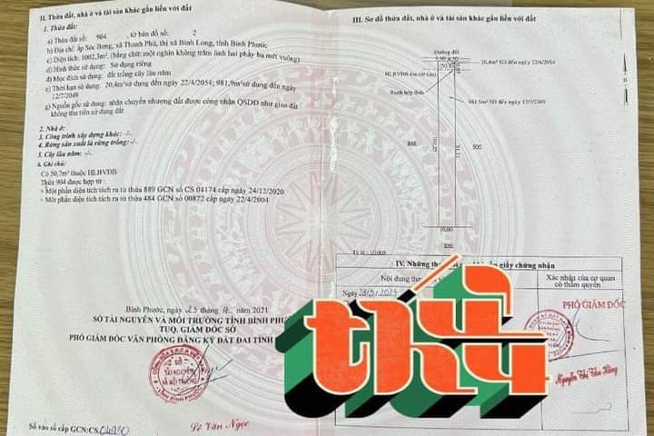 Bán đất ấp Sóc Bưng xã Thanh Phú giá 240tr dt 1 xào