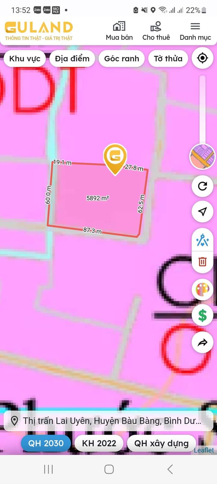 Bán đất Lai Uyên giá 14tỉ dt 5400m2