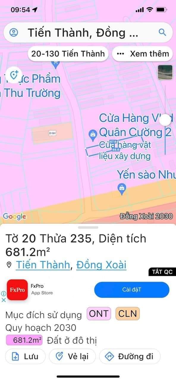 Bán đất phường Tiến Thành giá 2tỷ7 dt 10×70×200tc