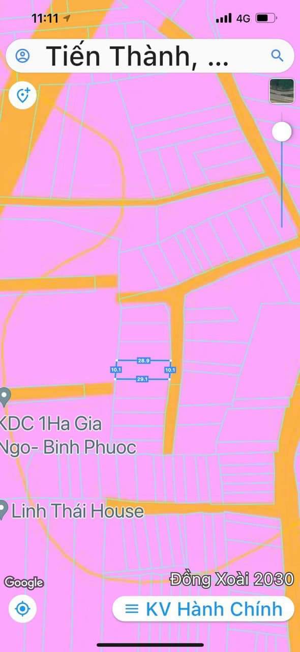 Bán đất phường Tiến Thành giá 860tr dt 10×30×100tc