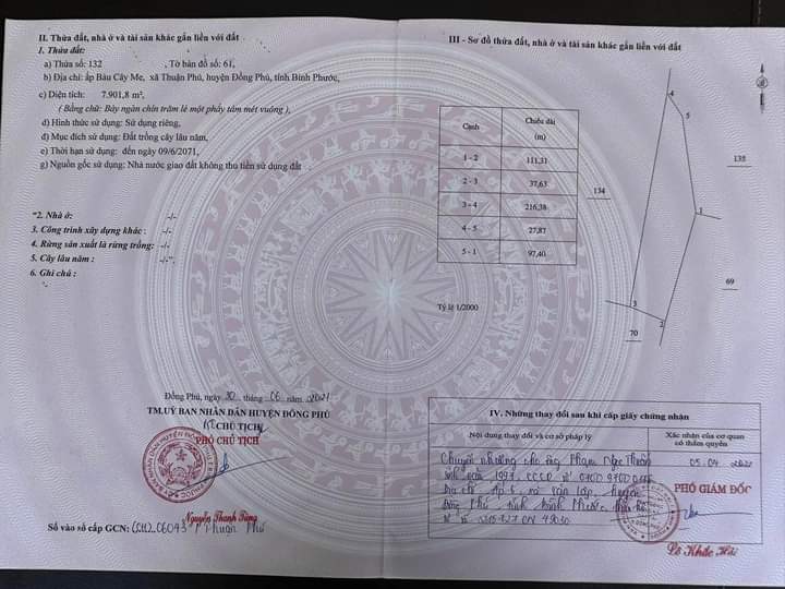 Bán đất xã Thuận Phú giá 1tỷ7/ha dt 12ha