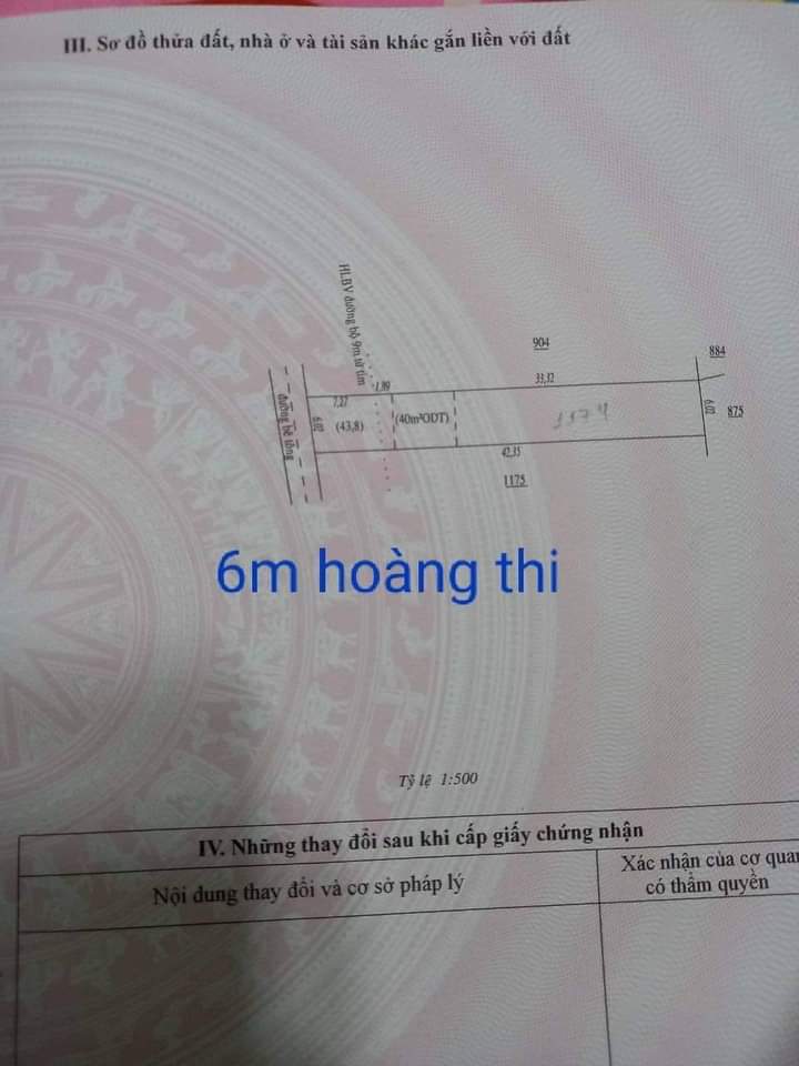Bán đất tt Tân Khai giá 820tr dt 6×42×40tc