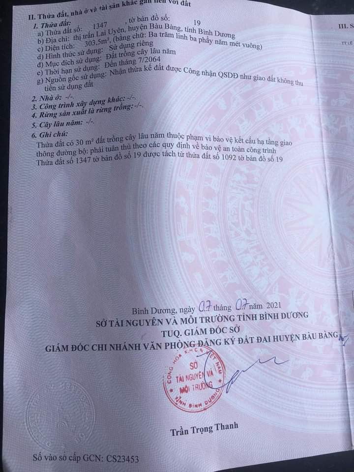 Bán đất Lai Uyên giá 530tr dt 6*51