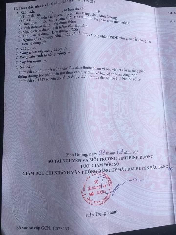 Bán đất Lai Uyên giá 530tr dt 6*51