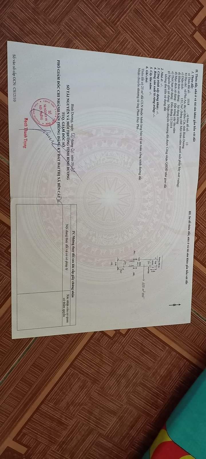 Bán đất Phú An giá 1tỉ2 dt 5*30*100tc
