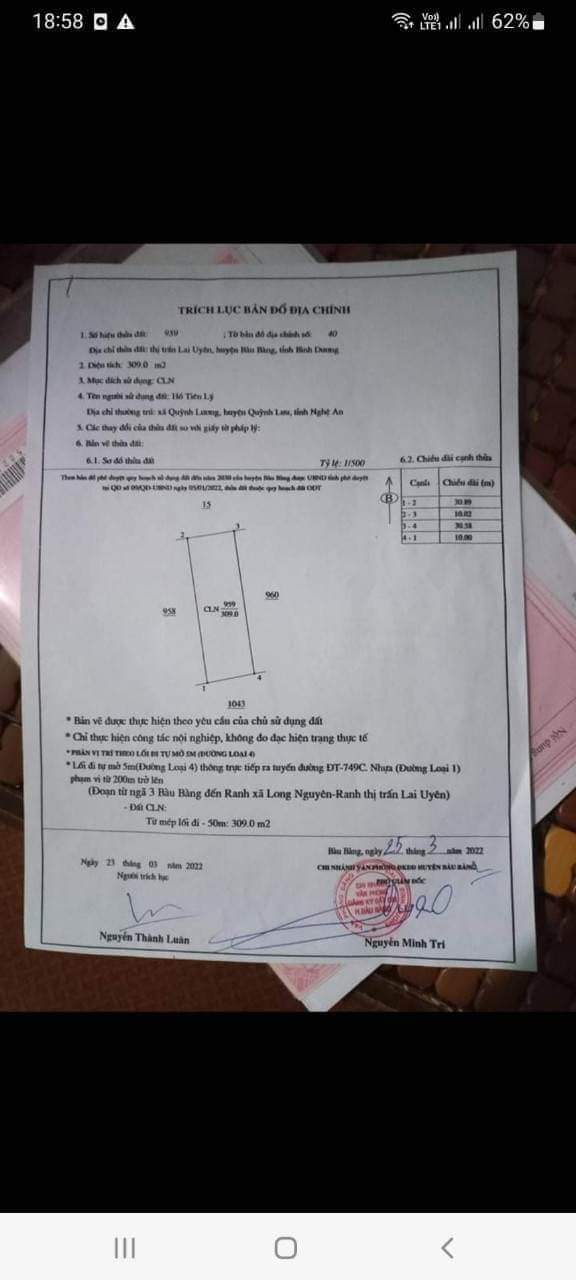 Bán đất Lai Uyên giá 1tỉ140 dt 10*30