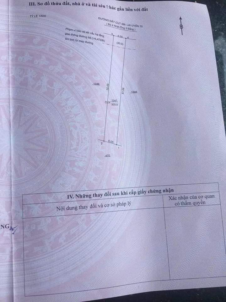 Bán đất Lai Uyên giá 520tr dt 6*50