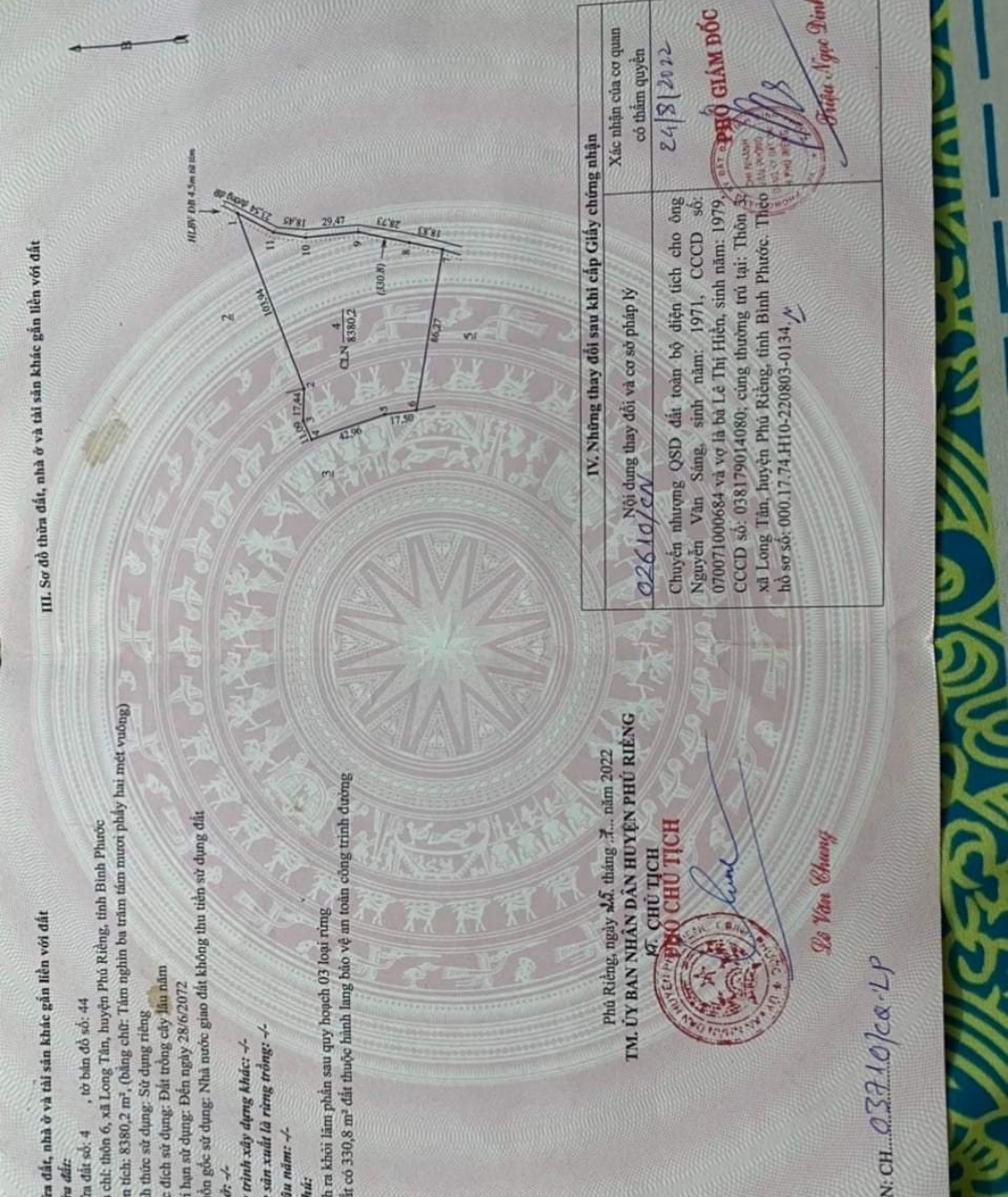 Bán đất xã Long Tân dt 8,3xào giá 2,2tỷ