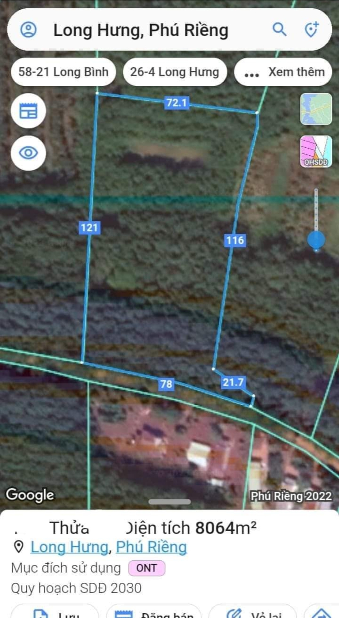Bán đất xã Long Hưng dt 1,6ha cao su giá 1,8tỷ